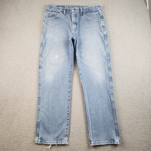 Wrangler Men's Classic 5-Pocket Regular Fit Faded Cotton Jeans Size 33x30 Cowboy - Picture 1 of 13